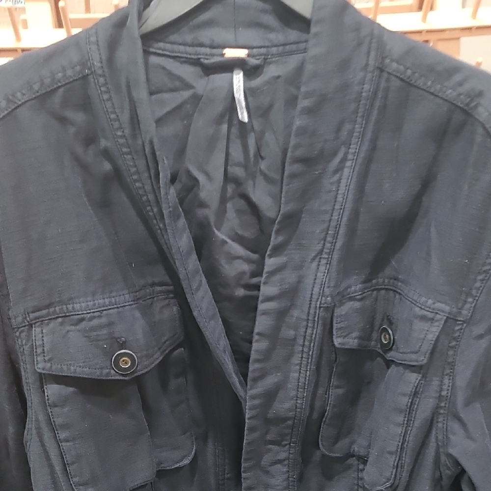 Free People Dark Navy Military Jacket